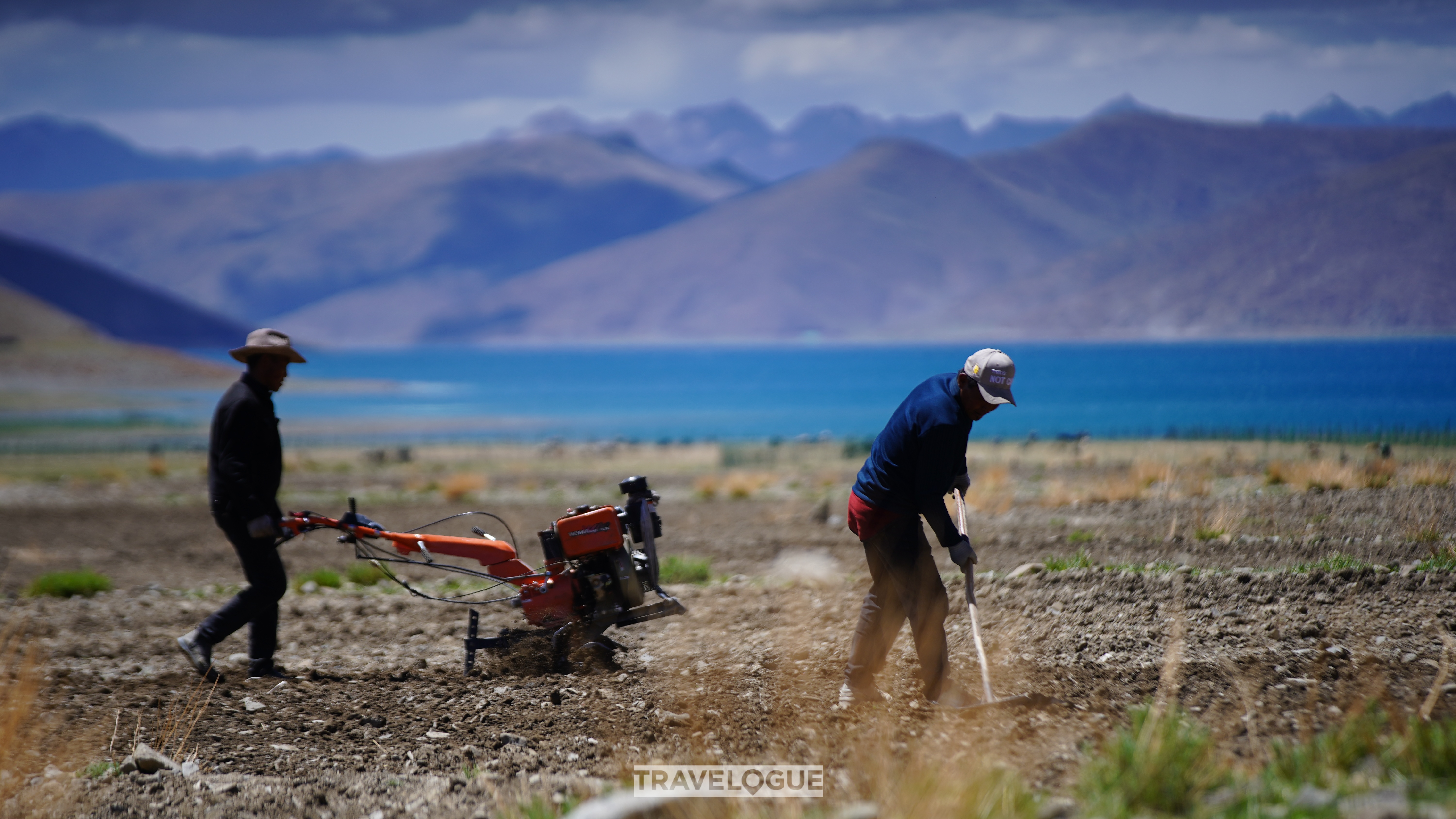 People farm at Yamzhog Yumco Lake, Xizang. /CGTN