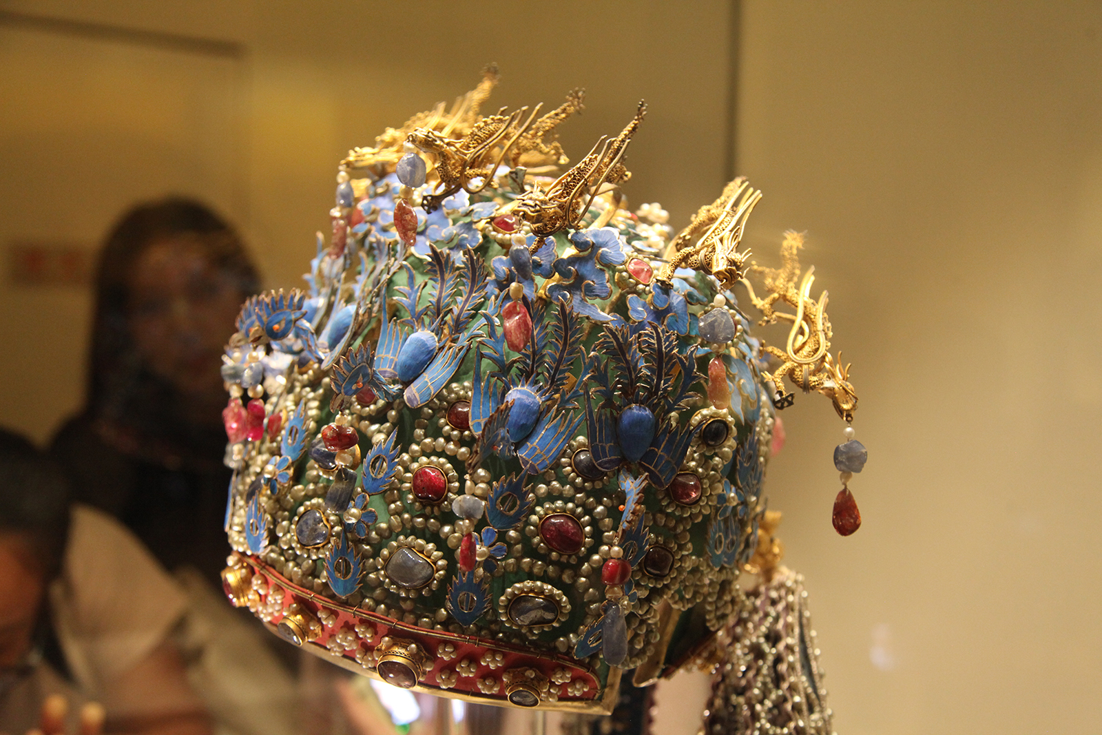 The Phoenix Coronet for Empress Xiaoduan is seen on display at the National Museum of China in Beijing. /CGTN