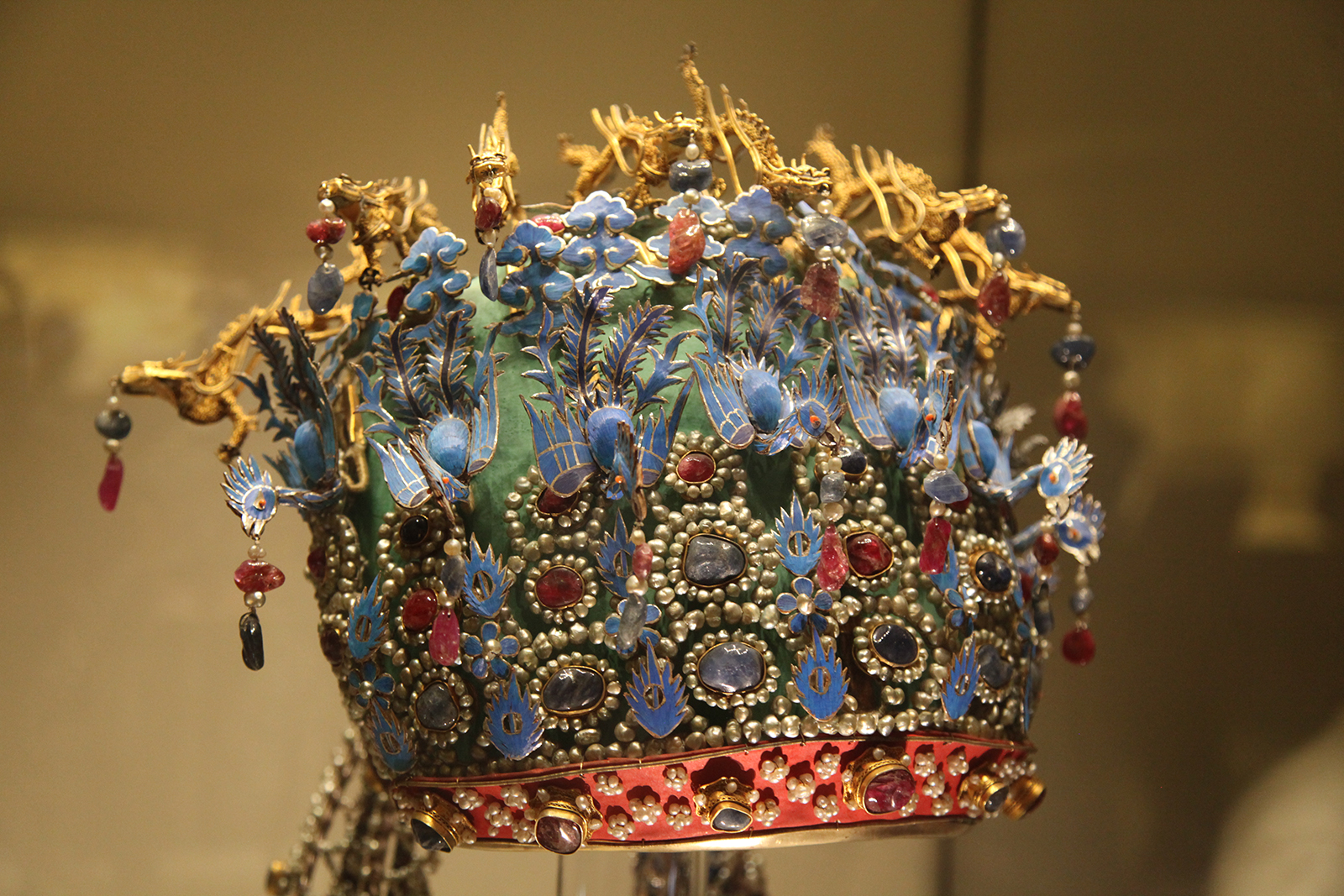 This photo shows some of the finer details of the Phoenix Coronet for Empress Xiaoduan on display at the National Museum of China in Beijing. /CGTN