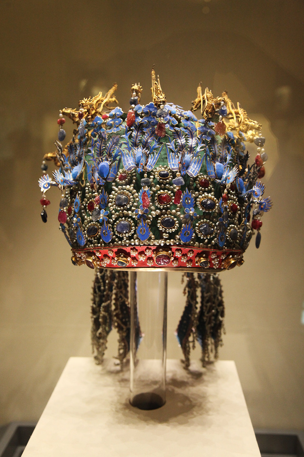 The Phoenix Coronet for Empress Xiaoduan is seen on display at the National Museum of China in Beijing. /CGTN