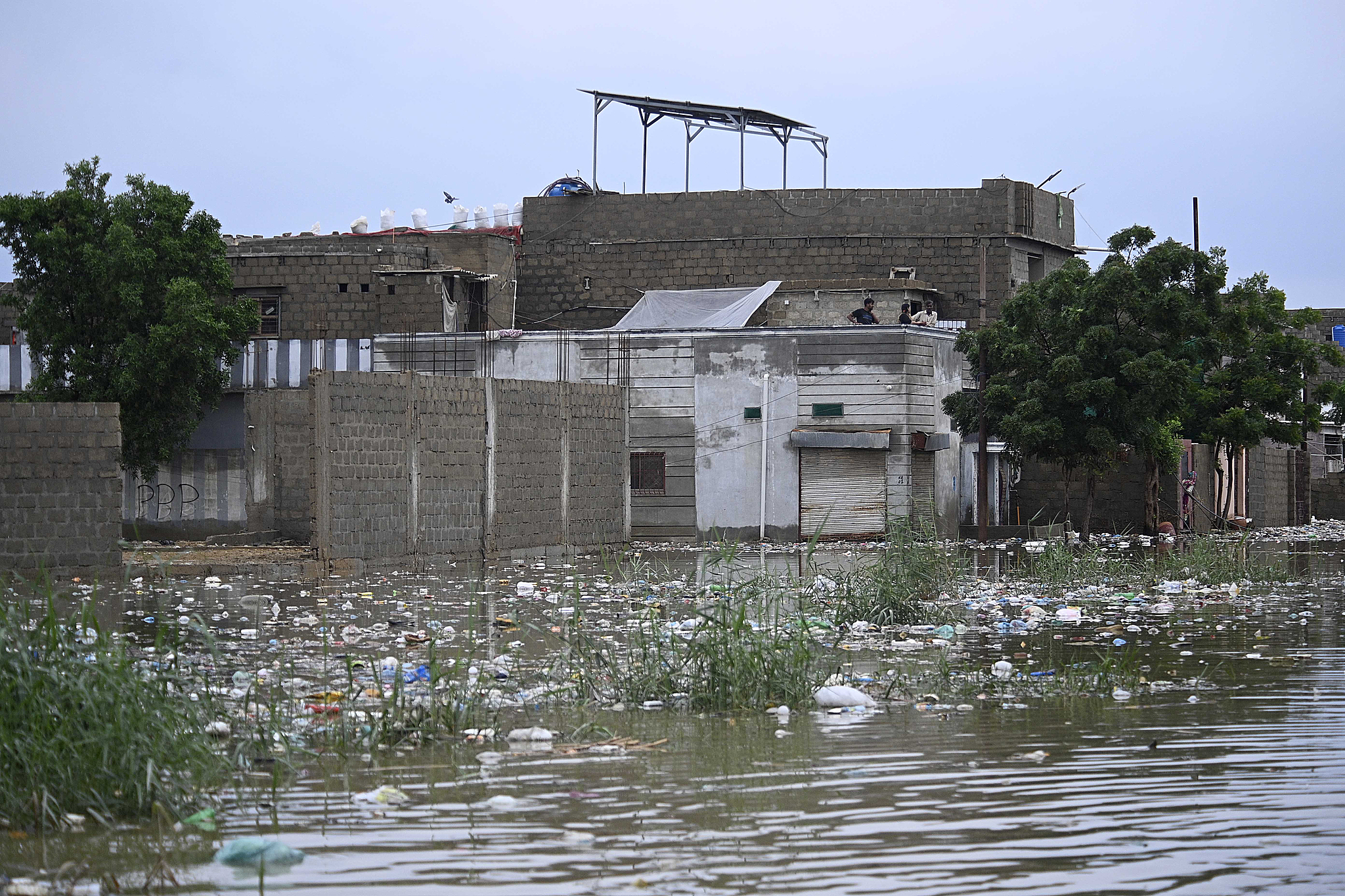A flooded area after torrential rain in Karachi, Pakistan, August 20, 2025. /VCG