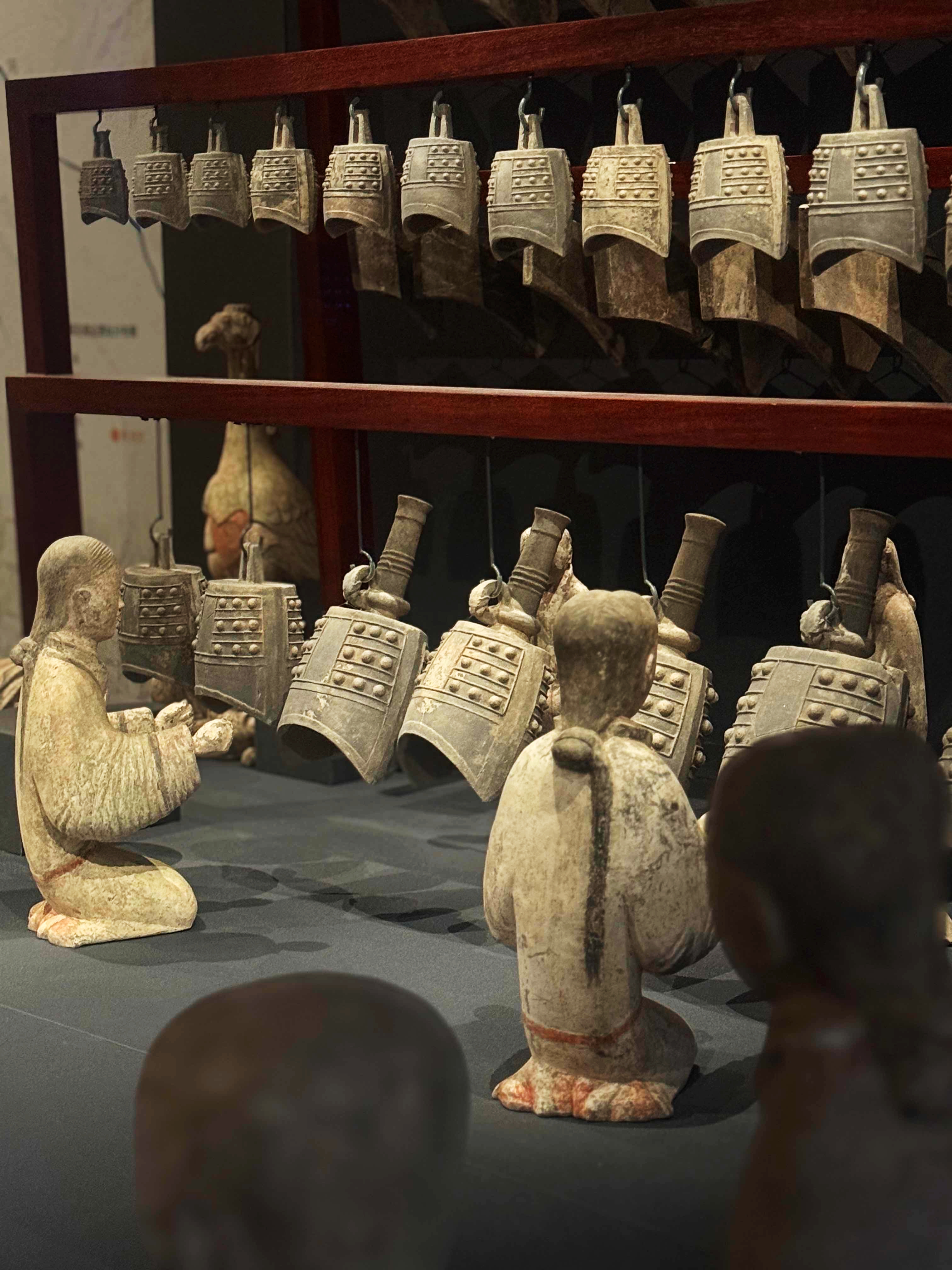 Han tomb pottery figurines are seen at Shaanxi Archaeology Museum. /CGTN