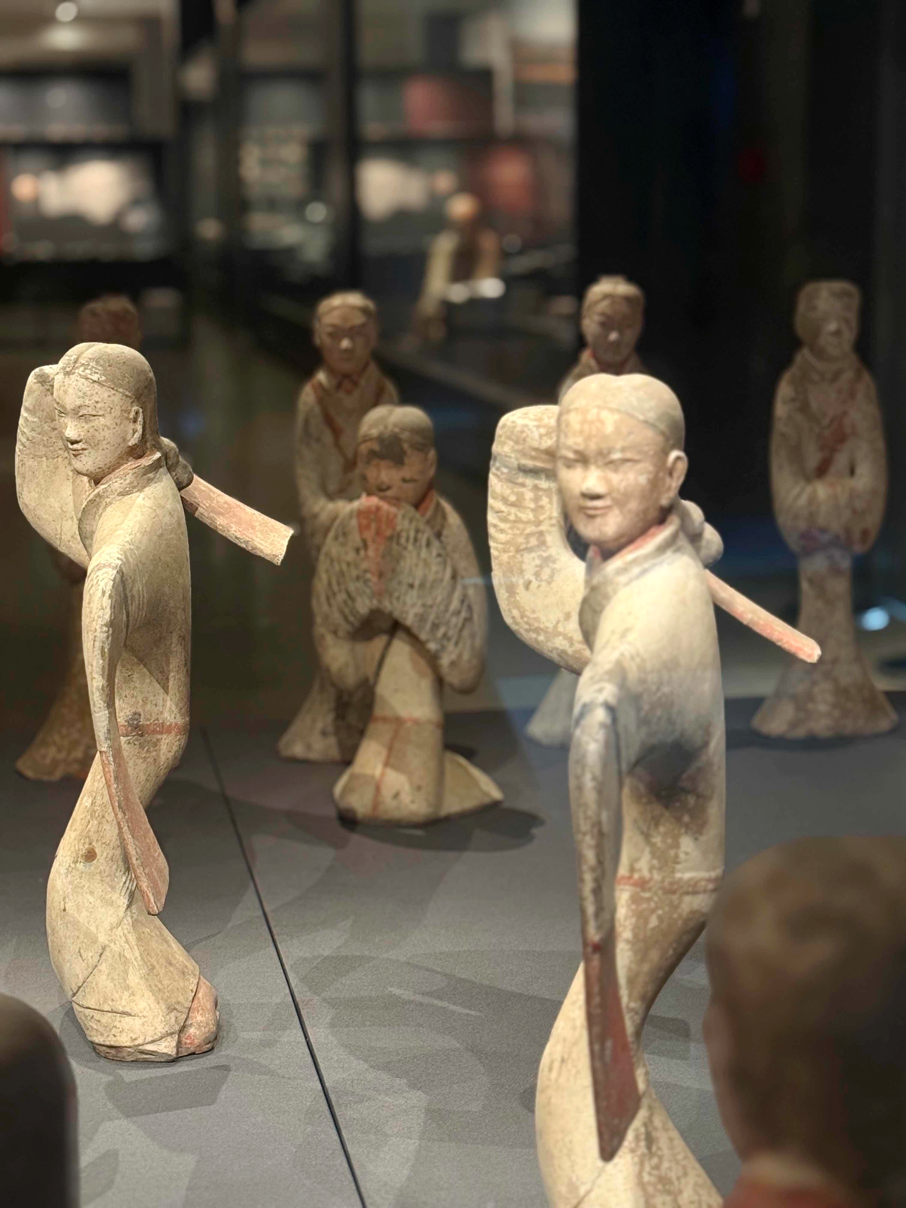 Han tomb pottery figurines are seen at Shaanxi Archaeology Museum. /CGTN