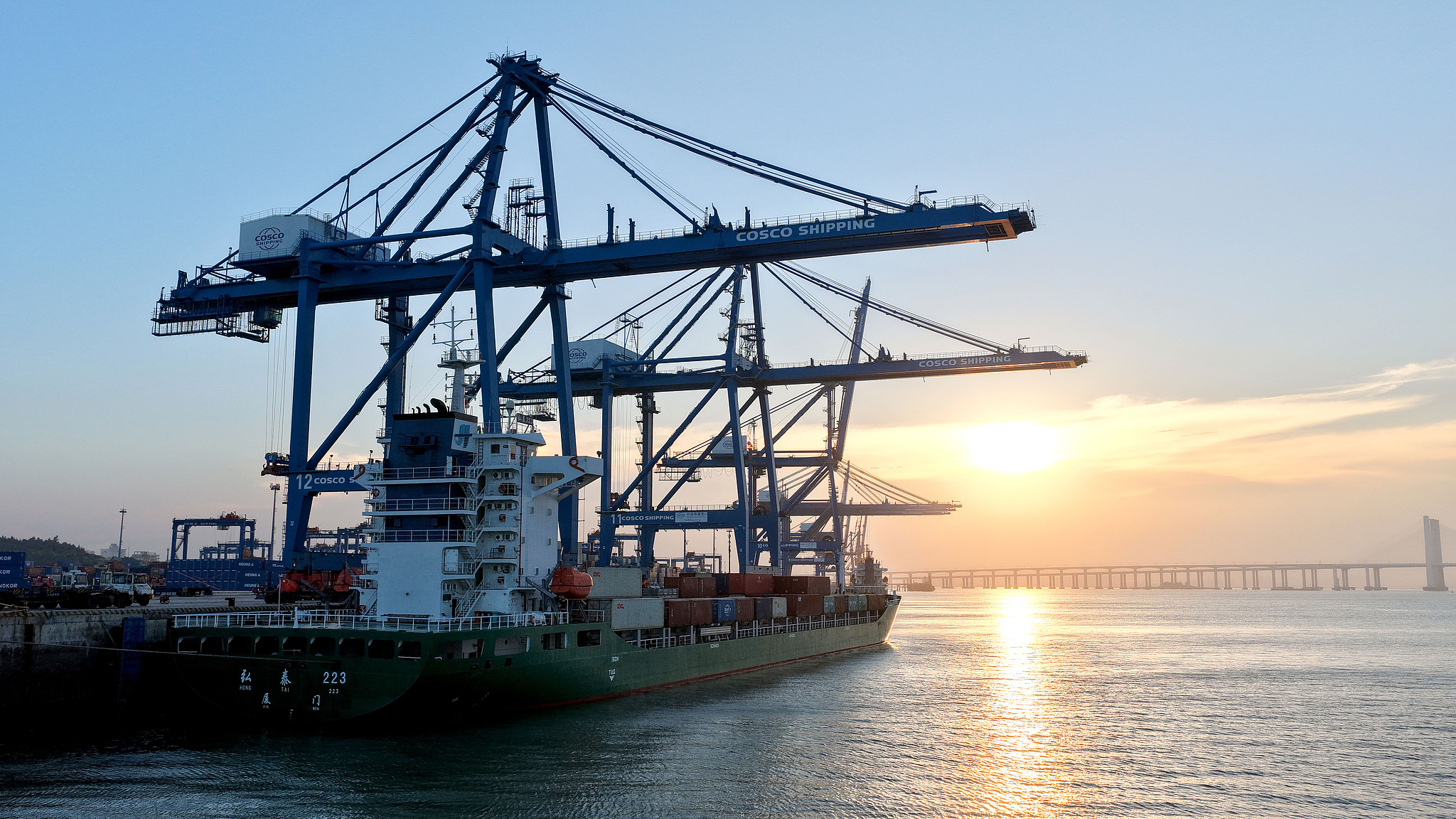 A bustling scene at the container terminal of Quanzhou Port, Fujian Province, August 22, 2025. /VCG