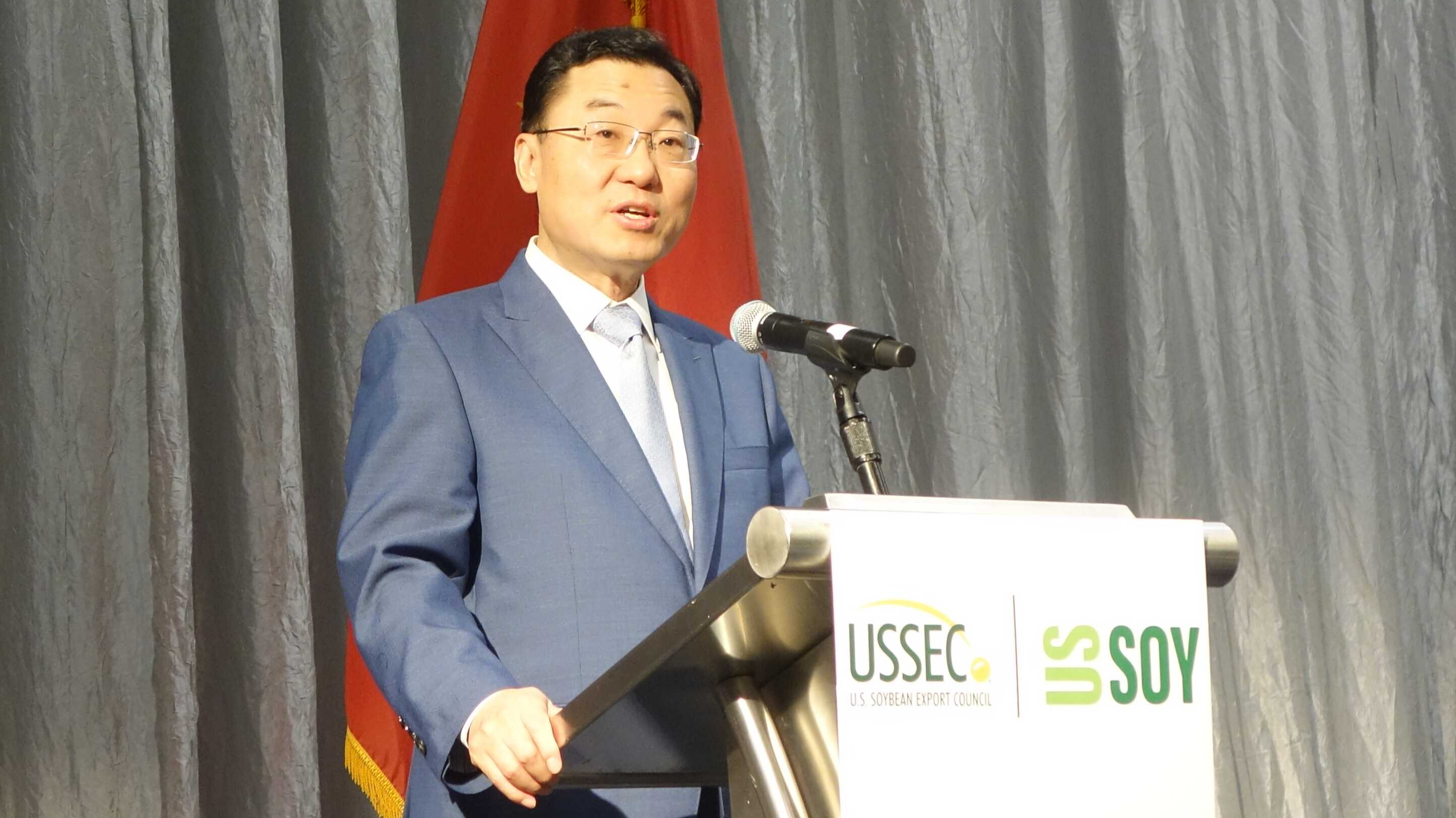 Chinese Ambassador to the United States Xie Feng speaks at a U.S.-China soybean industry partner breakfast reception in Washington D.C., U.S., August 23, 2025. /The Embassy of the People's Republic of China in the United States