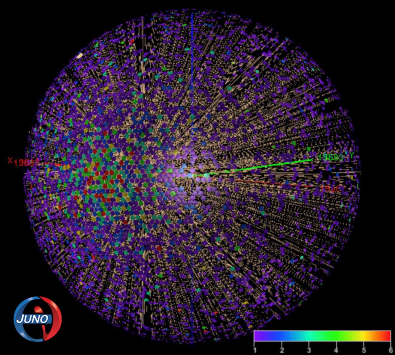 Señal retrasada de un evento de neutrino de reactor detectado el 24 de agosto, con una energía de ~ 2.2 mEV. /Colaboración de Juno
