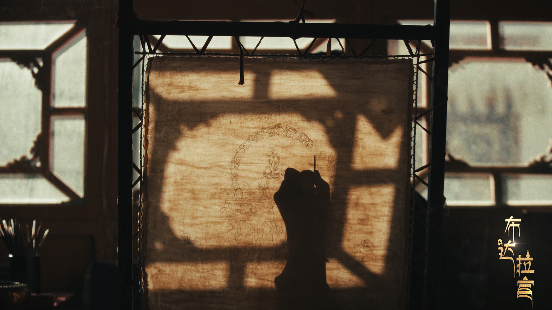 A semi-finished Thangka in the process of line drawing, December 2, 2024. /CGTN