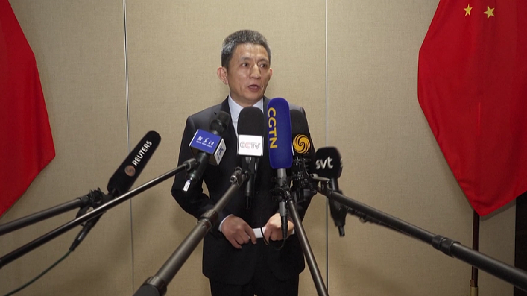 Li Chenggang, representante de comercio internacional de China con el Ministerio de Comercio y vice ministro de comercio, informa a la prensa después de las conversaciones económicas y comerciales entre China y EE.UU. en Estocolmo, Suecia, el 29 de julio de 2025. /VCG