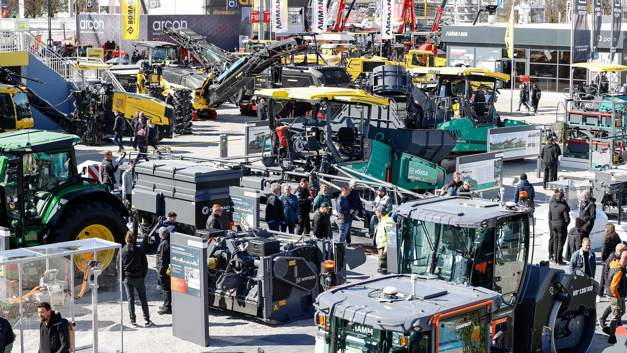 Exhibits on display at the Voegele booth featured at the Bauma 2025 fair in Munich, southern Germany, on April 7, 2025. /VCG