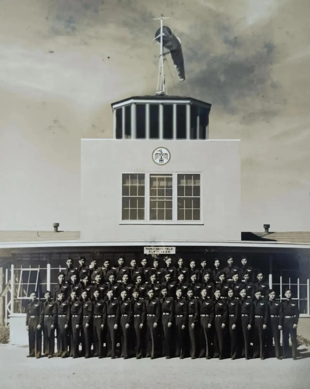 Zhu Songgen with fellow cadets at the Thunderbird Field in the U.S.