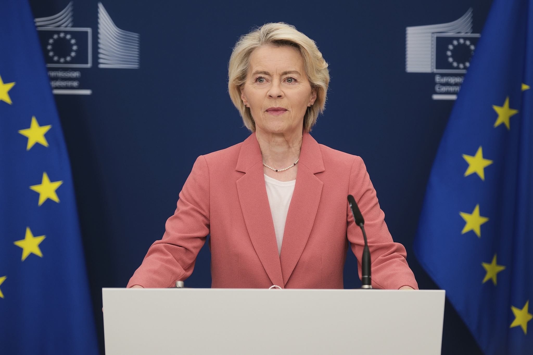 EU Commission President Ursula von der Leyen delivers a media statement at EU headquarters in Brussels, Belgium, August 28, 2025. /VCG
