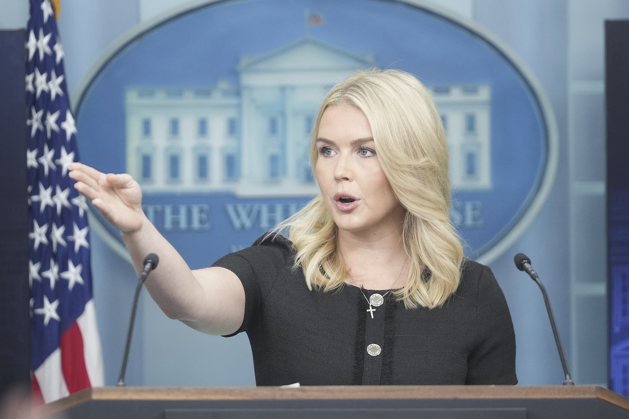 White House press secretary Karoline Leavitt speaks during a press briefing at the White House in Washington, D.C., U.S., August 28, 2025. /VCG