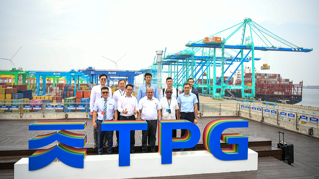 Guests from SCO member states visit Tianjin Port, China, July 2, 2025. /VCG