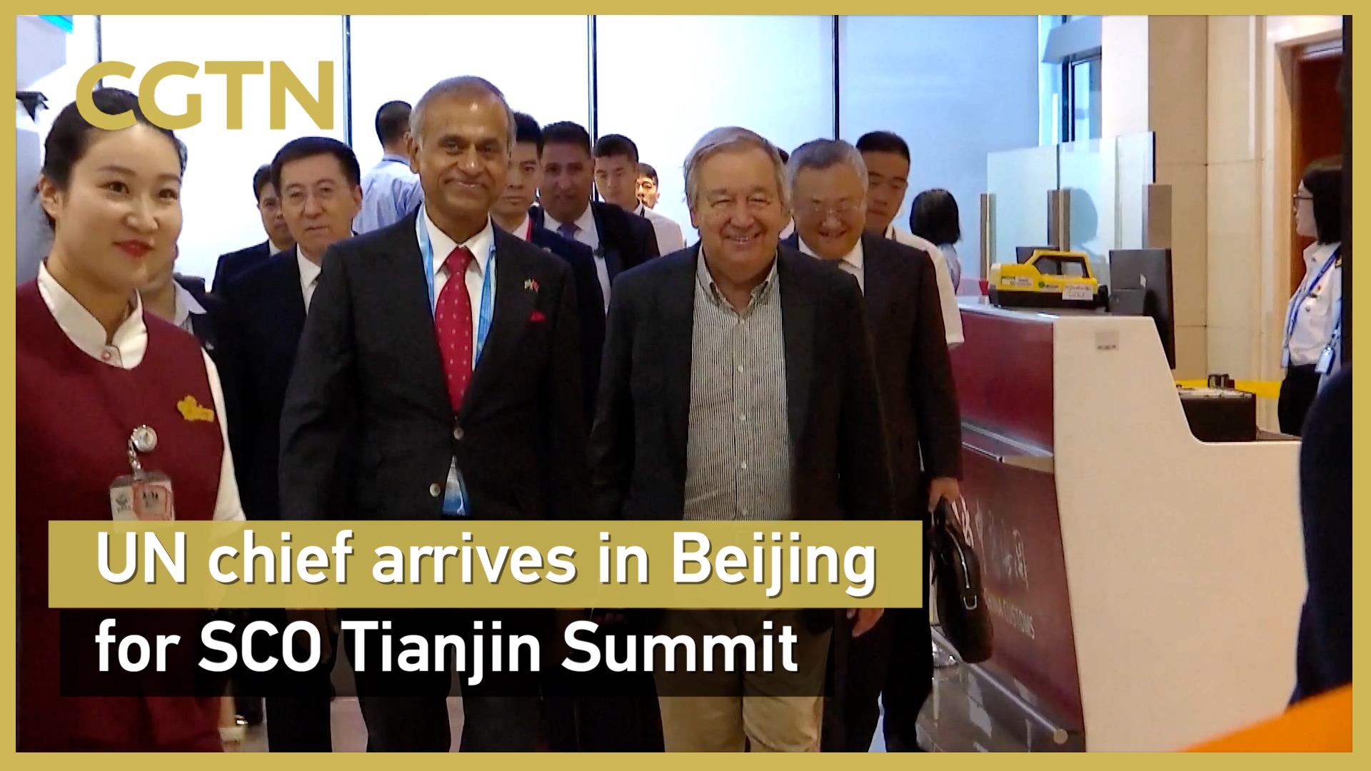 UN chief arrives in Beijing for SCO Tianjin Summit