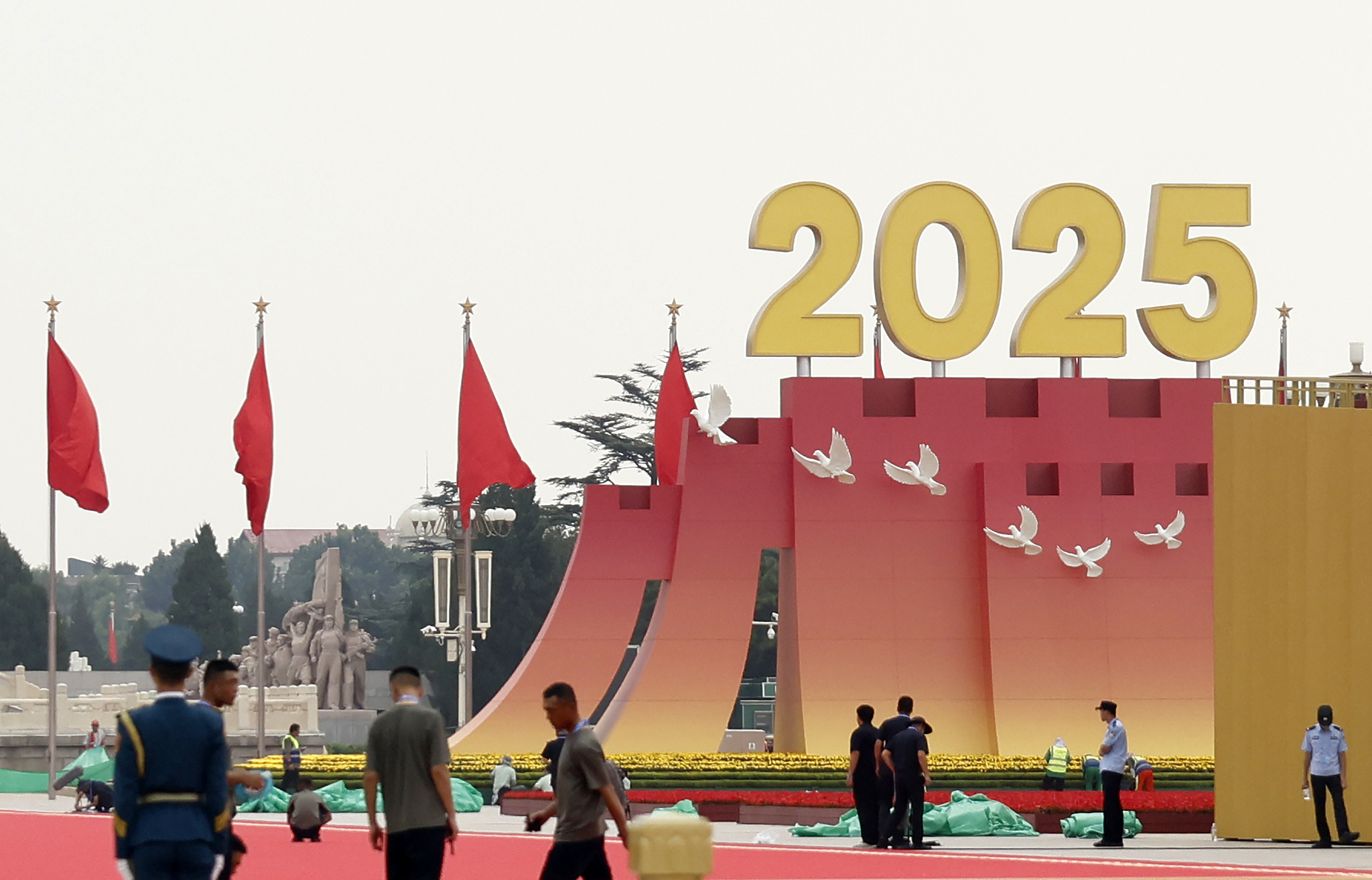 Preparing for the commemoration of the 80th anniversary of the victory of the Chinese People's War of Resistance Against Japanese Aggression and the World Anti-Fascist War, Beijing, September 2, 2025. /VCG