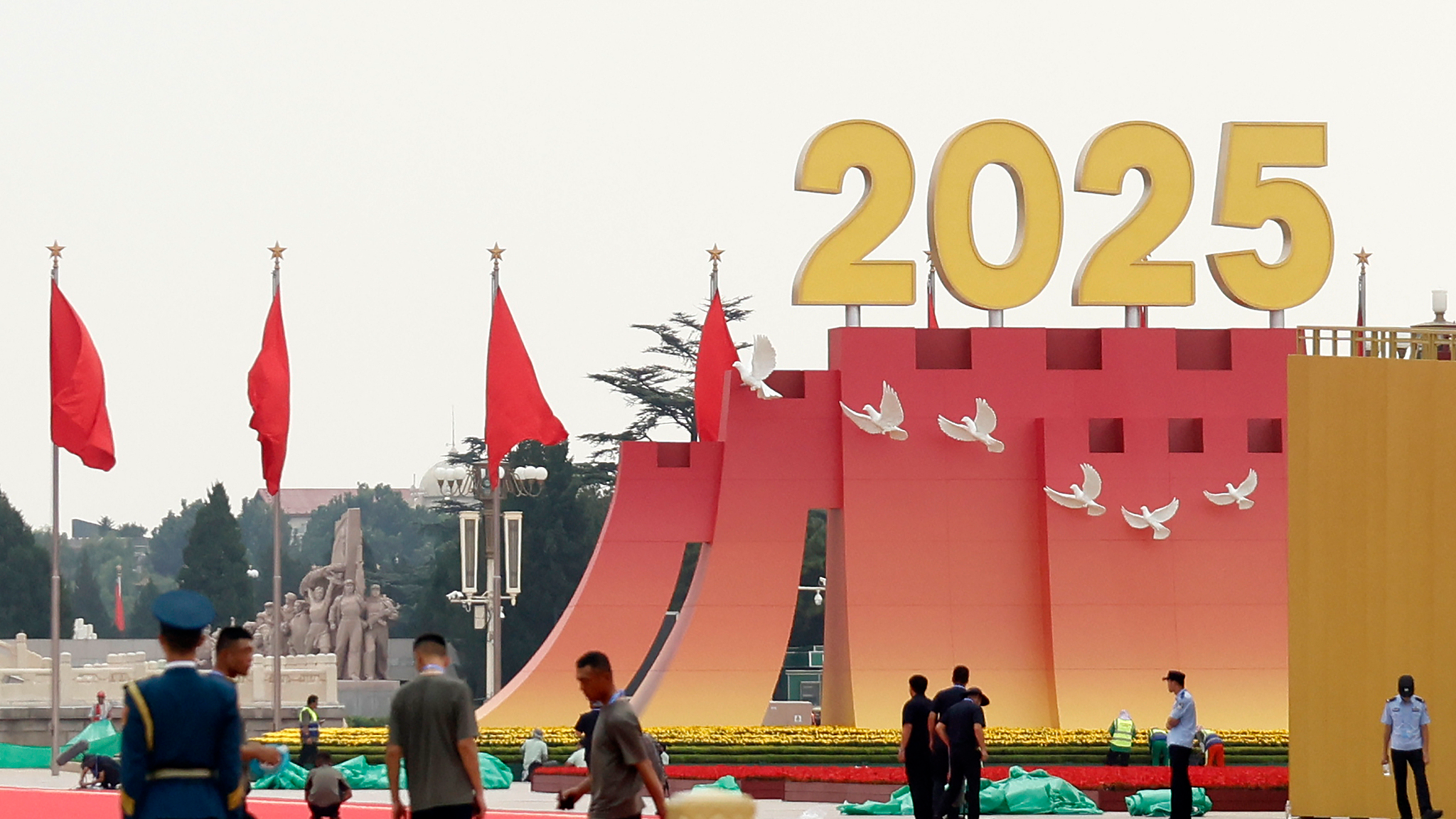 Preparing for the commemoration of the 80th anniversary of the victory of the Chinese People's War of Resistance Against Japanese Aggression and the World Anti-Fascist War, Beijing, September 2, 2025. /VCG