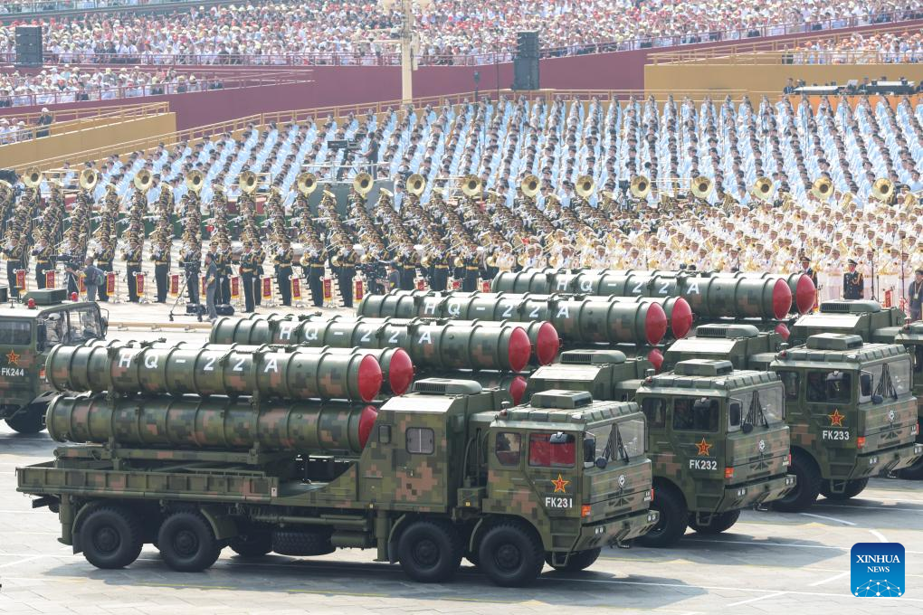 An air defense weaponry formation takes part in the military parade, September 3, 2025. /Xinhua