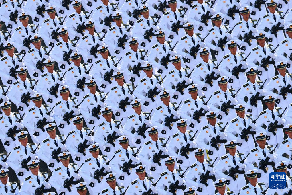 The formation of the Chinese People's Liberation Army Navy marched through Tian'anmen Square, September 3, 2025. /Xinhua