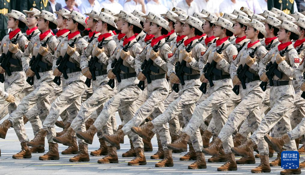 The female militia formation attends the military parade in Beijing, September 3, 2025. /Xinhua 