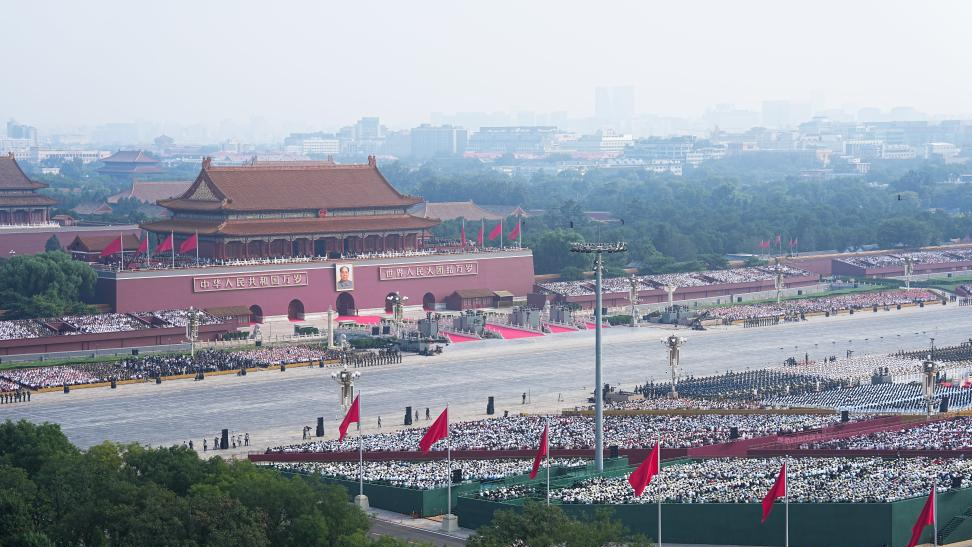 A grand gathering to commemorate the 80th anniversary of the victory in the Chinese People's War of Resistance Against Japanese Aggression and the World Anti-Fascist War starts at Tiananmen Square in Beijing, capital of China, September 3, 2025. /Xinhua
