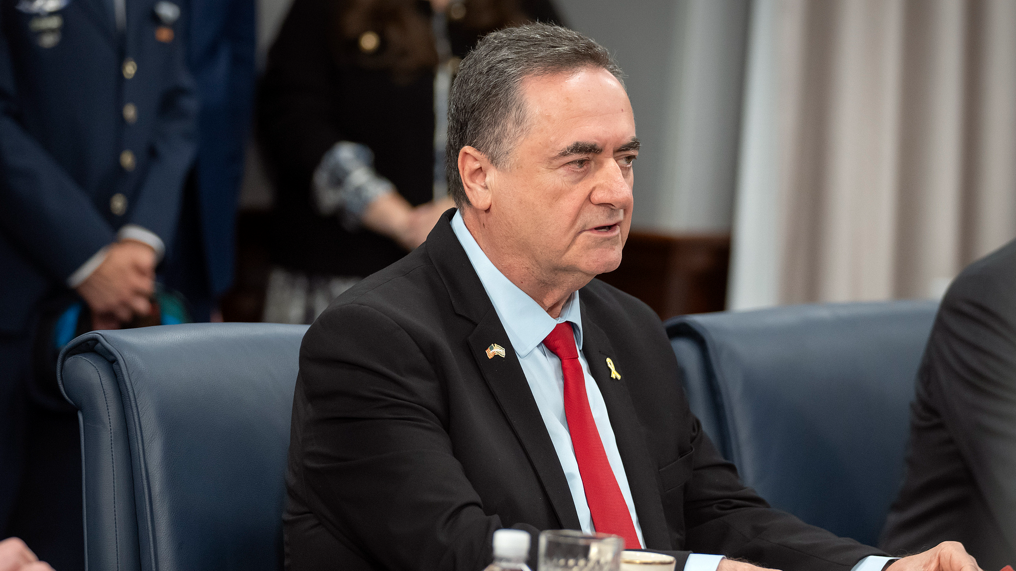 Israeli Defense Minister Israel Katz speaks during a meeting with Secretary of Defense Pete Hegseth at the Pentagon in Washington, U.S., July 18, 2025. /VCG