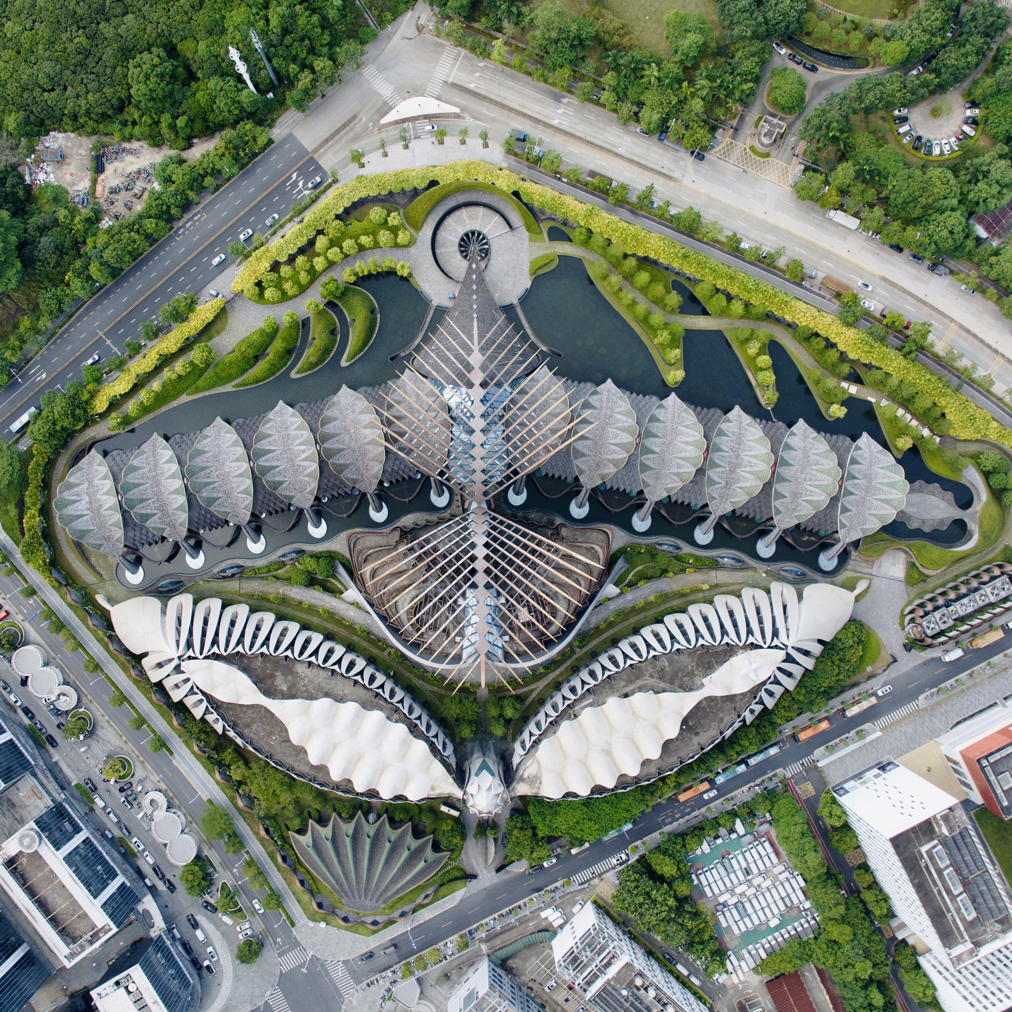 Marisfrolg Pavilion, the headquarters of the Shenzhen-based fashion brand Marisfrolg, is seen from a bird's eye view in Shenzhen, Guangdong on September 1, 2025. /VCG
