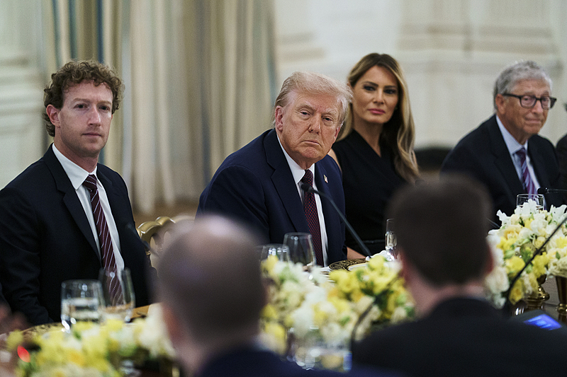 US President Donald Trump during a dinner with US tech leaders at the White House in Washington, DC, September 4, 2025. /VCG
