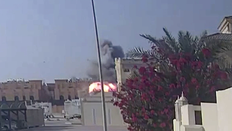 Security footage captures the moment an Israeli strike targeting Hamas leaders hits Doha, Qatar, September 9, 2025. /VCG