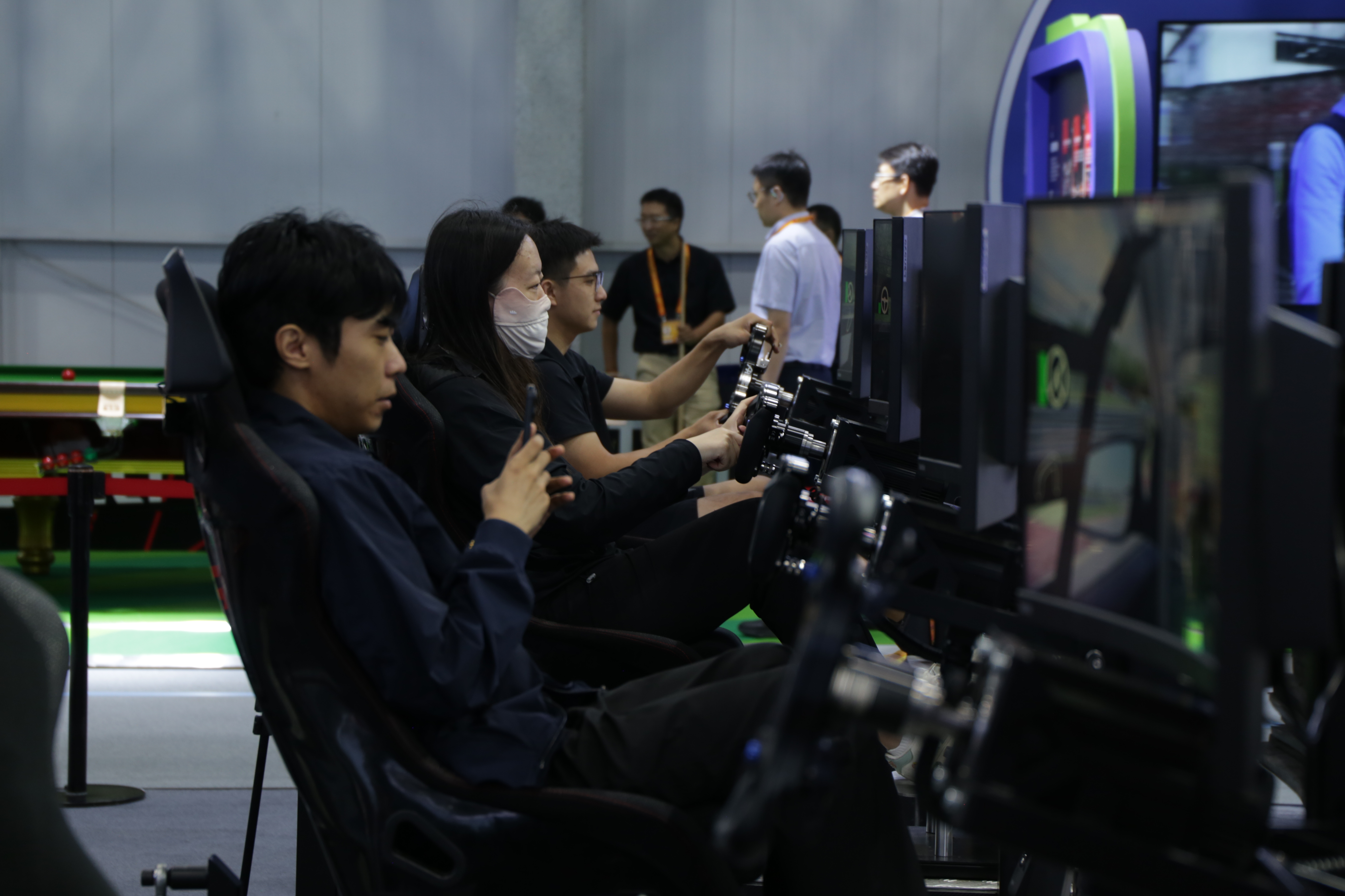 Visitors playing games at the sports pavilion, CIFTIS 2025, Beijing. /Khoren Grigoryan