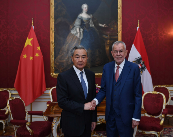 Austrian President Alexander Van der Bellen meets Chinese Foreign Minister Wang Yi in Vienna, Austria, on September 12, 2025. / Chinese Foreign Ministry