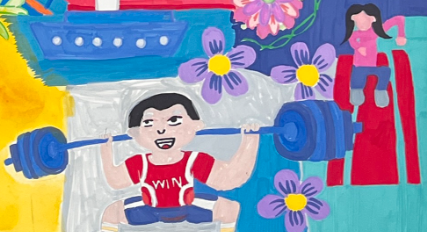 Athletes in motion depicted within 