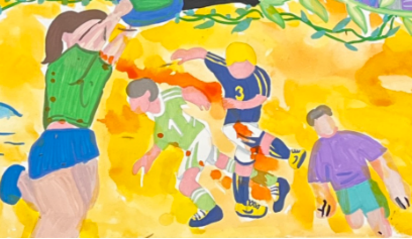 Athletes in motion depicted within 