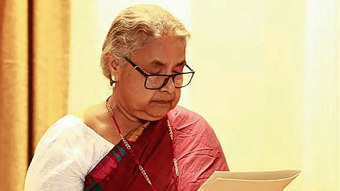 Nepal's newly appointed Prime Minister Sushila Karki attends her swearing-in-ceremony in Kathmandu, Nepal, September 12, 2025. /VCG