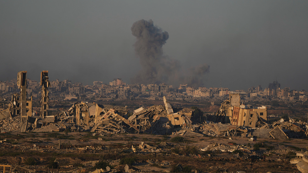 Smoke rises from an Israeli army bombardment in Gaza City, September 13, 2025. /VCG