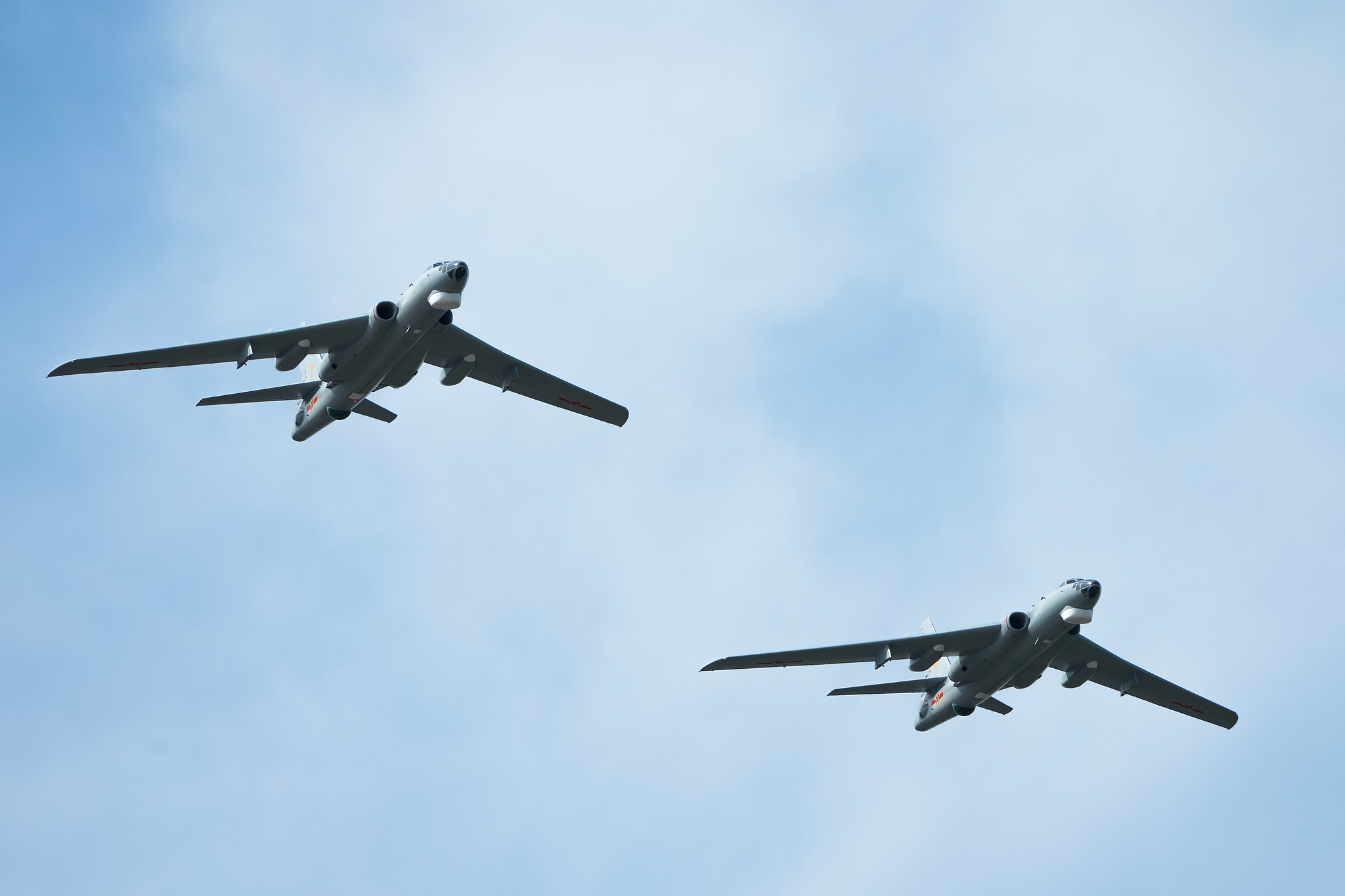 A formation of H-6 bombers at the Changchun Air Show, Jilin Province, northeast China, September 19, 2025. /VCG