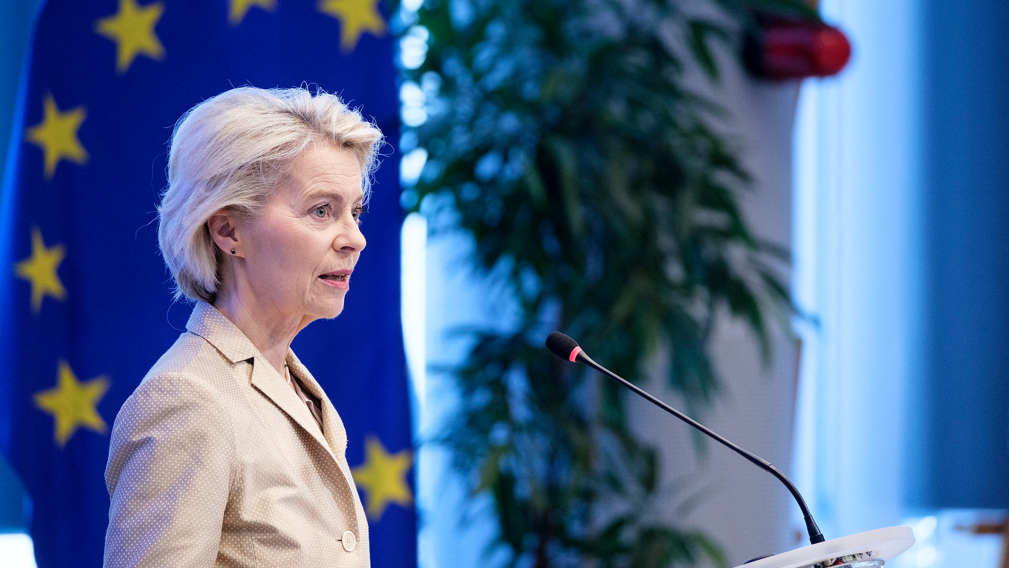 Ursula von der Leyen, president of the European Commission, speaks at a conference in Brussels, Belgium, September 16, 2025. /VCG