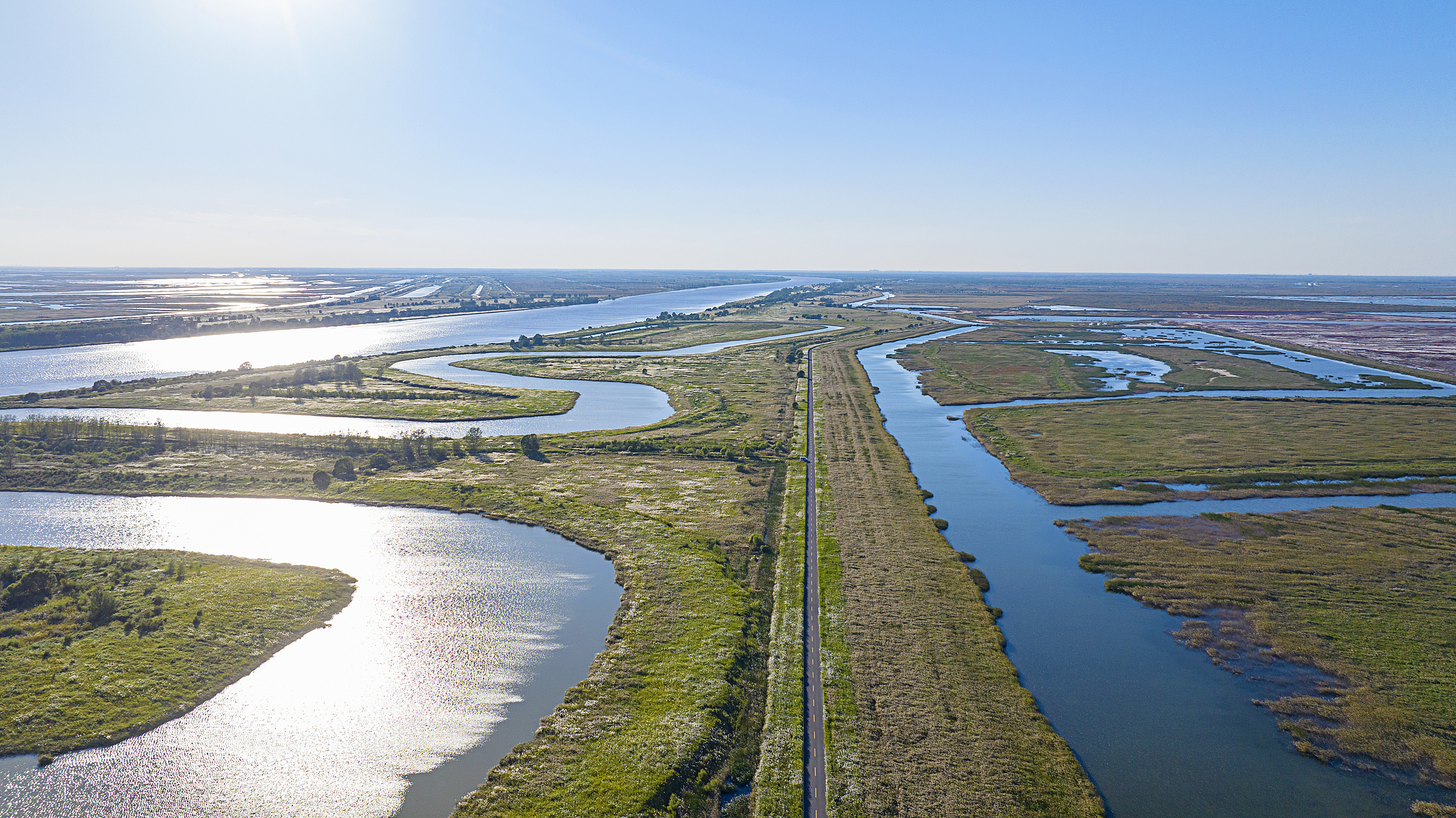 An aerial view of the Yellow River Delta National Nature Reserve in Dongying, Shandong Province, east China, September 22, 2024. /VCG