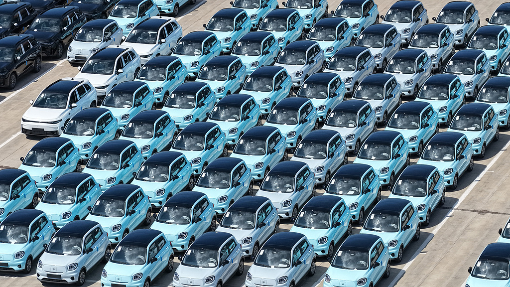 New energy vehicles manufactured by Chinese companies are ready to be shipped to Europe, Jinhua, east China's Zhejiang Province, September 11, 2025. /VCG 
