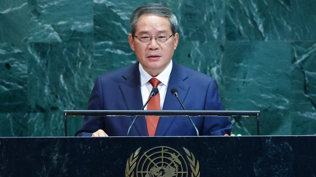 Chinese Premier Li Qiang speaks at the general debate of the 80th session of the UN General Assembly at the UN headquarters in New York, September 26, 2025. /Xinhua
