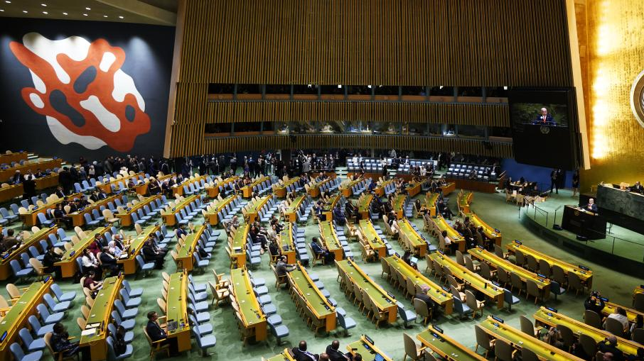 Delegates leave the General Assembly hall as Israeli Prime Minister Benjamin Netanyahu delivers a speech during the General Debate of the 80th session of the United Nations General Assembly (UNGA) at the UN headquarters in New York, September 26, 2025. /Xinhua