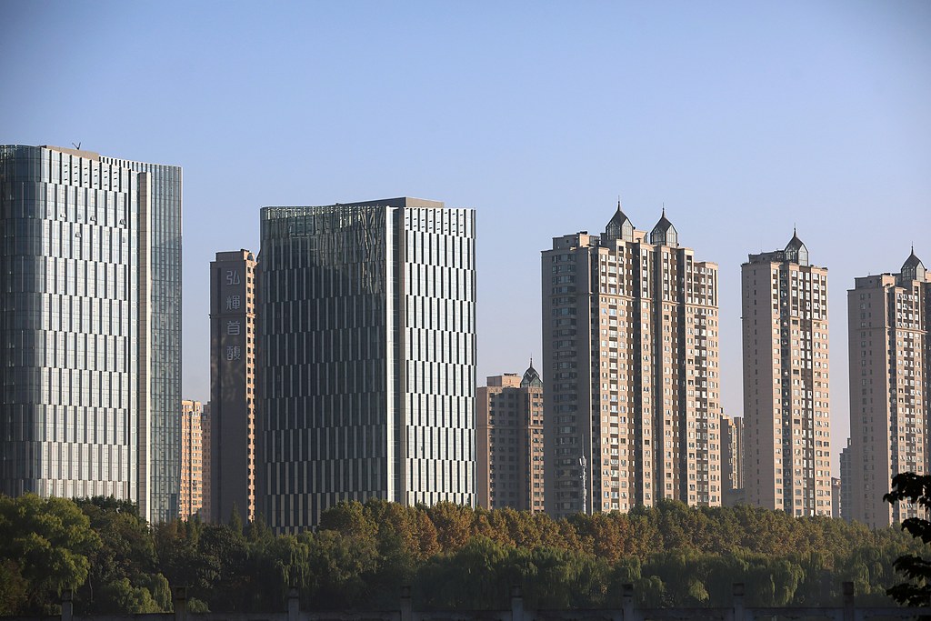 A row of real estate buildings in Huai'an City, Jiangsu Province, China, November 6, 2024. /VCG
