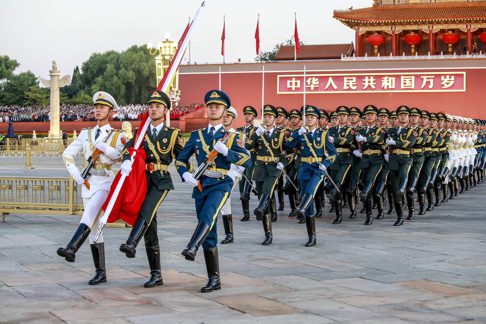 A flag-raising ceremony marking the 76th anniversary of the founding of the People's Republic of China is held at Tiananmen Square in Beijing, capital of China, October 1, 2025. /VCG