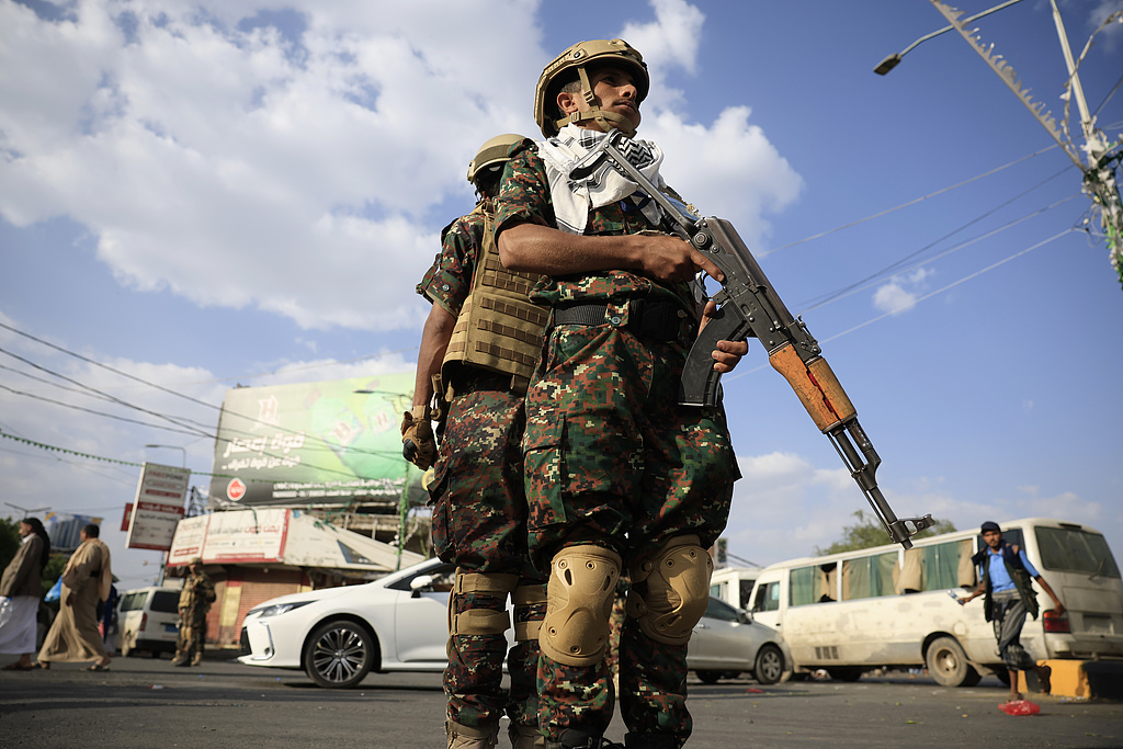 Houthi soldiers patrol a street in Sana'a, Yemen, September 26, 2025. /CFP