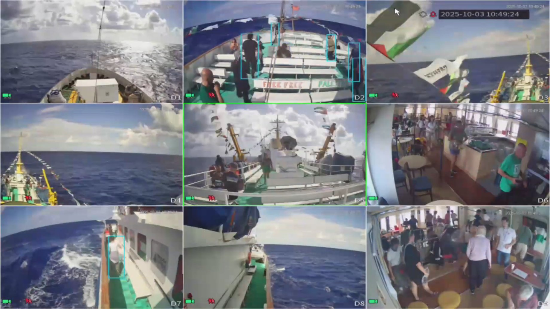 This screenshot from a livestream on October 3, 2025, shows the vessel Conscience on its way toward the Gaza Strip. /China Media Group