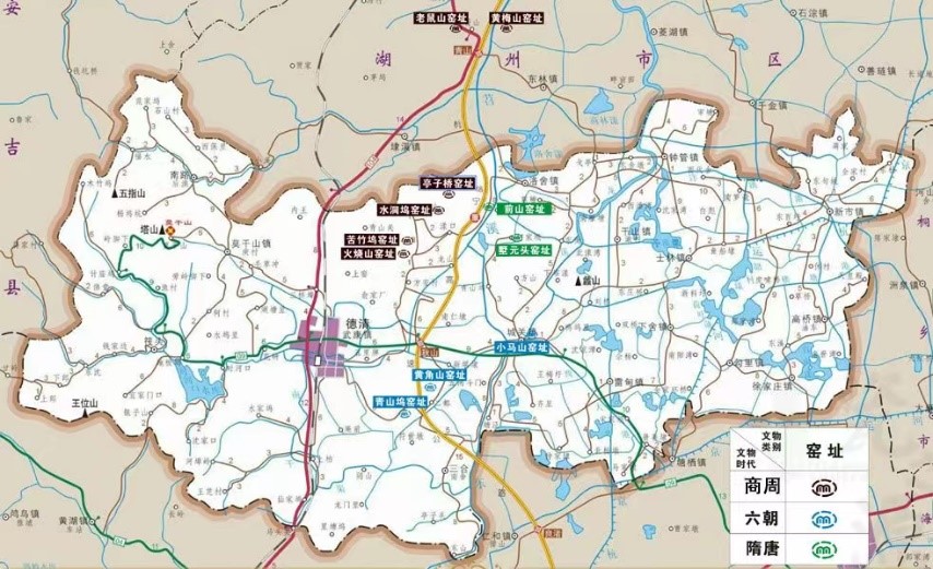 A map shows the distribution of Deqing kiln sites /CGTN
