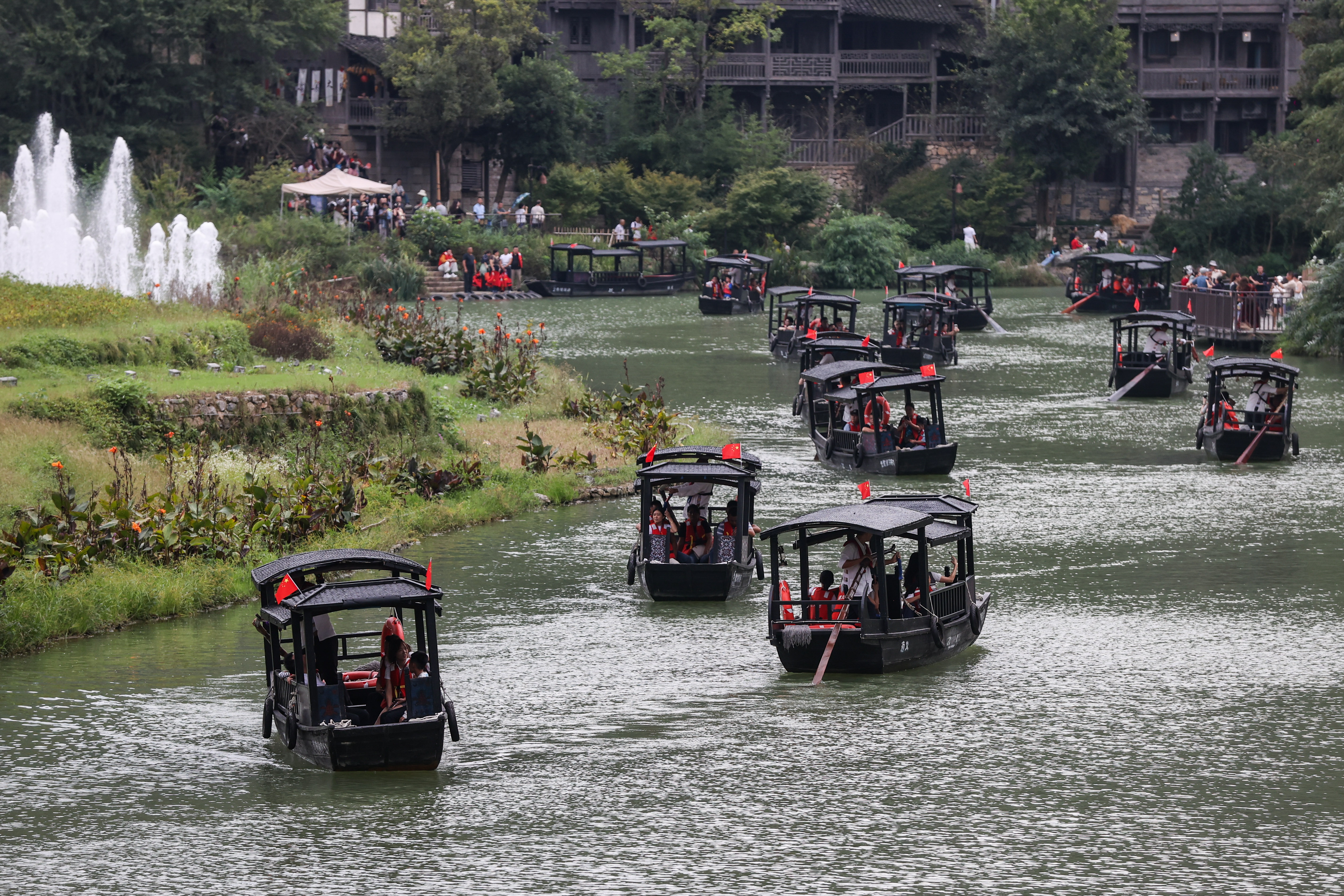 Tourists visit Wujiang Village in the Bozhou District of Zunyi City, Guizhou Province on October 4, 2025. /IC
