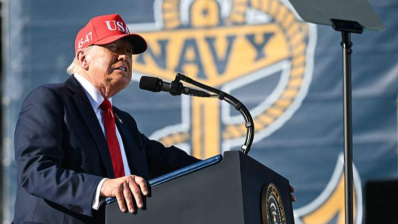 U.S. President Donald Trump delivers remarks during a visit to the USS Harry S. Truman during the U.S. Navy's 250th anniversary celebration at Naval Station Norfolk Pier 14 in Norfolk, Virginia, U.S., October 5, 2025. /VCG