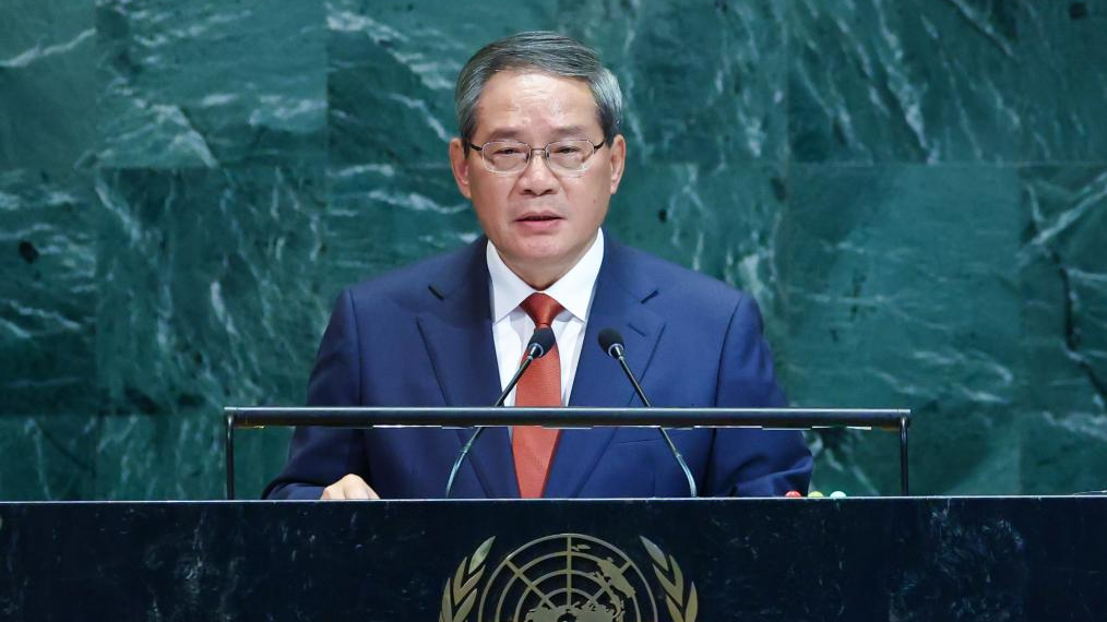 Chinese Premier Li Qiang delivers a speech at the general debate of the 80th session of the UN General Assembly at the UN headquarters in New York, September 26, 2025. /Xinhua