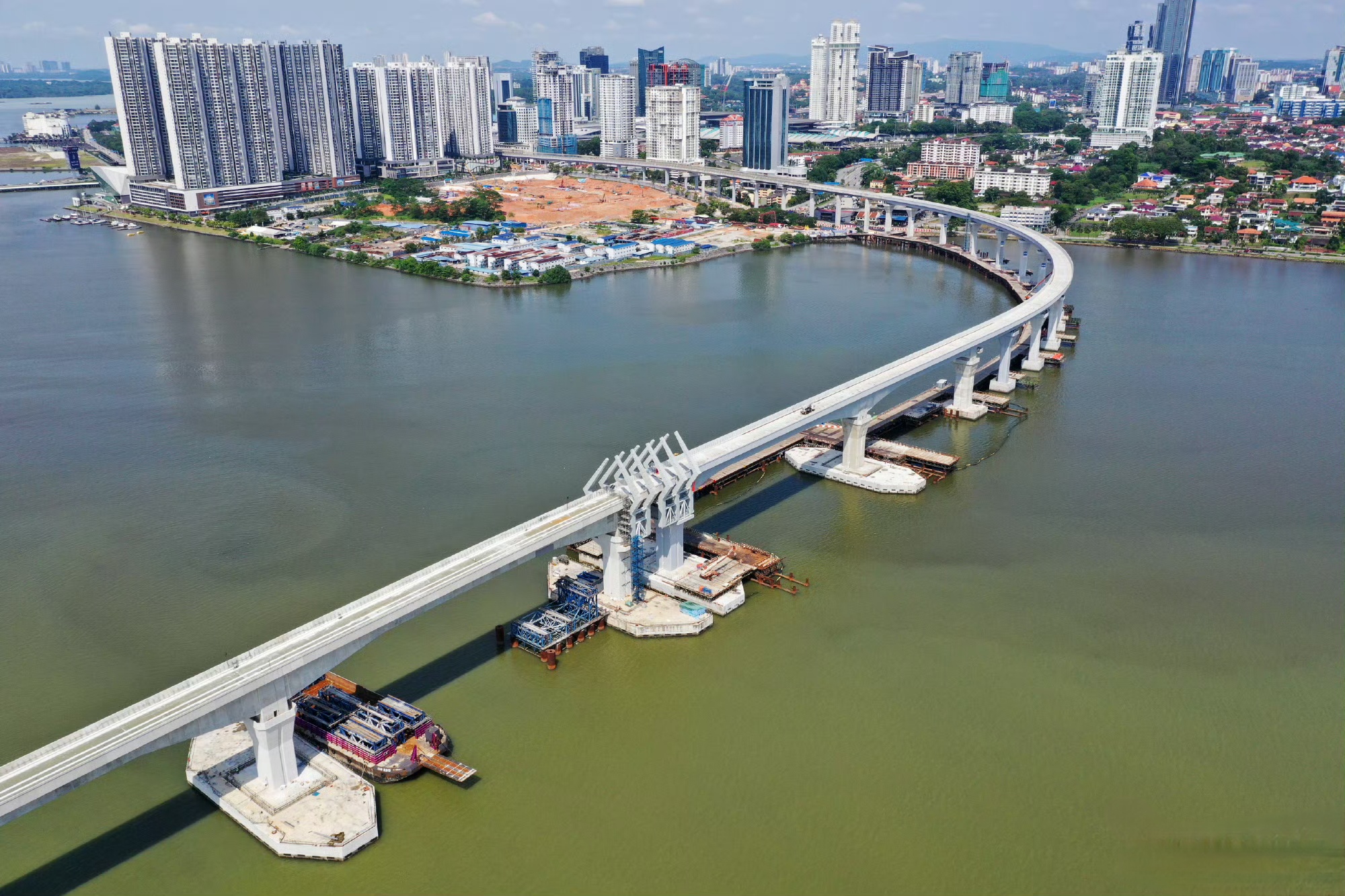 The construction site of Johor Bahru – Singapore Rapid Transit System Link. /China Communications Construction