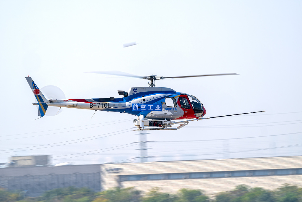 Rehearsal for the 7th China Helicopter Exposition in north China's Tianjin Municipality, October 13, 2025. /VCG
